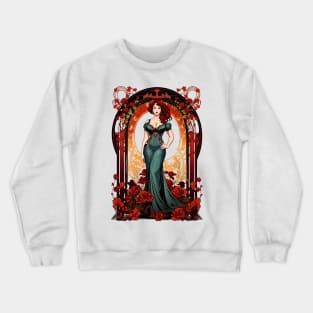 Beautiful Victorian woman retro vintage floral design Crewneck Sweatshirt